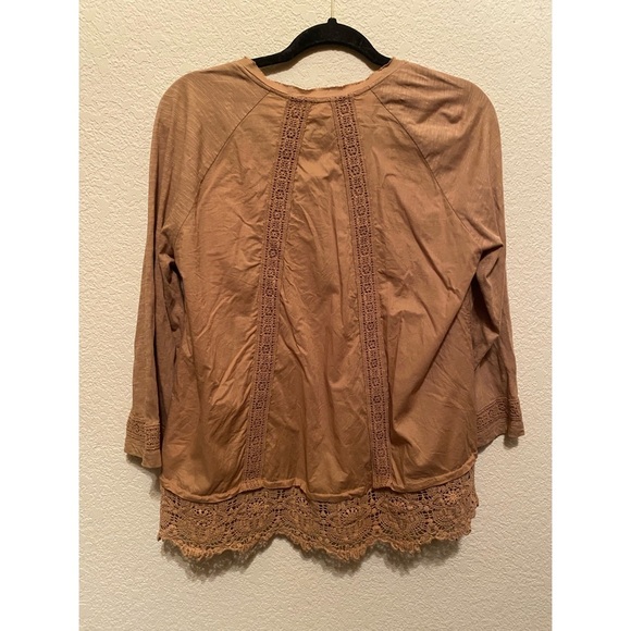 Lavish Brown Lace Detail Blouse - Picture 2 of 5